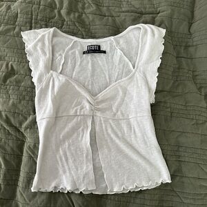 Urban Outfitters White Ruffle Sleeve Blouse